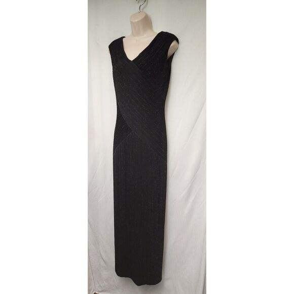 ALEX EVENINGS Womens Black Scoop-Neck Maxi Fit + Flare Dress 10 - Picture 6 of 9